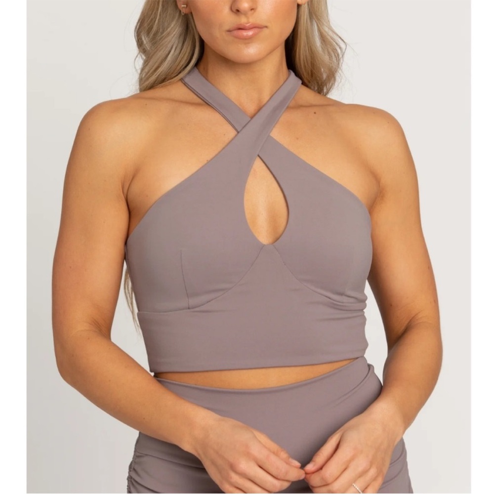 Gold Hinge Dove Crossover Yoga Top